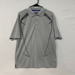 Grand Slam X Polo Shirt Men's L Gray Black Geometric Print Golf‎ Activewear